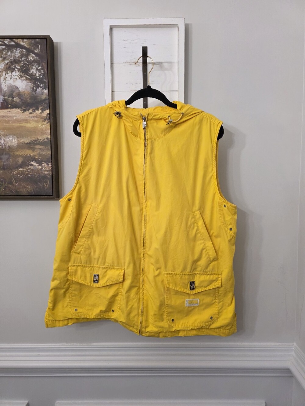 Vintage Lauren Ralph Lauren Yellow Hooded Utility Rain Vest 1X